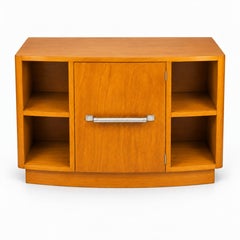 1940s Art Deco Spruce Wood Small Commode Cabinet with Open Shelves