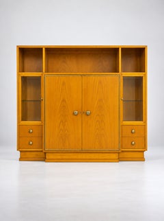 1940s Art Deco Spruce Wood Cabinet Showcase, Portugal