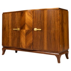 Art Deco Streamline Walnut Two Doors Credenza Sideboard, 20th Century, Buffet