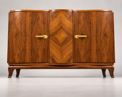 Art Deco Streamline Walnut Two Doors Credenza Sideboard, 20th Century, Buffet
