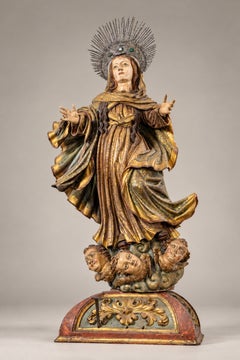 Barocke religiöse Skulptur der Unbefleckten Empfängnis, 18. Jahrhundert