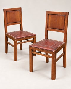 Set of Eight Art Deco Chocolate Brown Walnut Dining Chairs, 20th Century