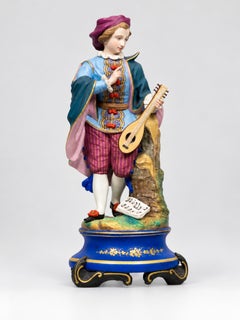 19th Century French Porcelain Mandolin Player, Attributed to Jean Gille
