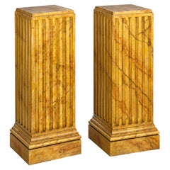Monumental Pair of French Neoclassical Fluted Marble Pedestals, 20th Century