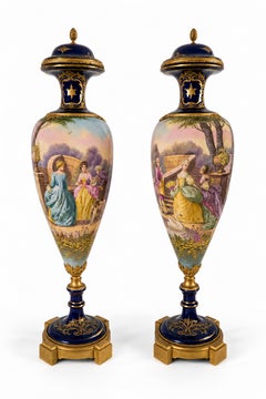 Pair Of Ormolu Porcelain Vases Manufature Nationale Sèvres, 19th Century