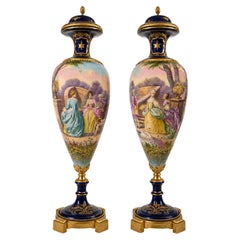 Pair Of Ormolu Porcelain Vases Manufature Nationale Sèvres, 19th Century