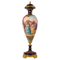 19th Century French Sèvres Cobalt Blue Porcelain and Ormolu Vase