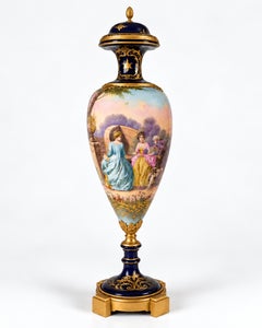 19th Century French Sèvres Cobalt Blue Porcelain and Ormolu Vase