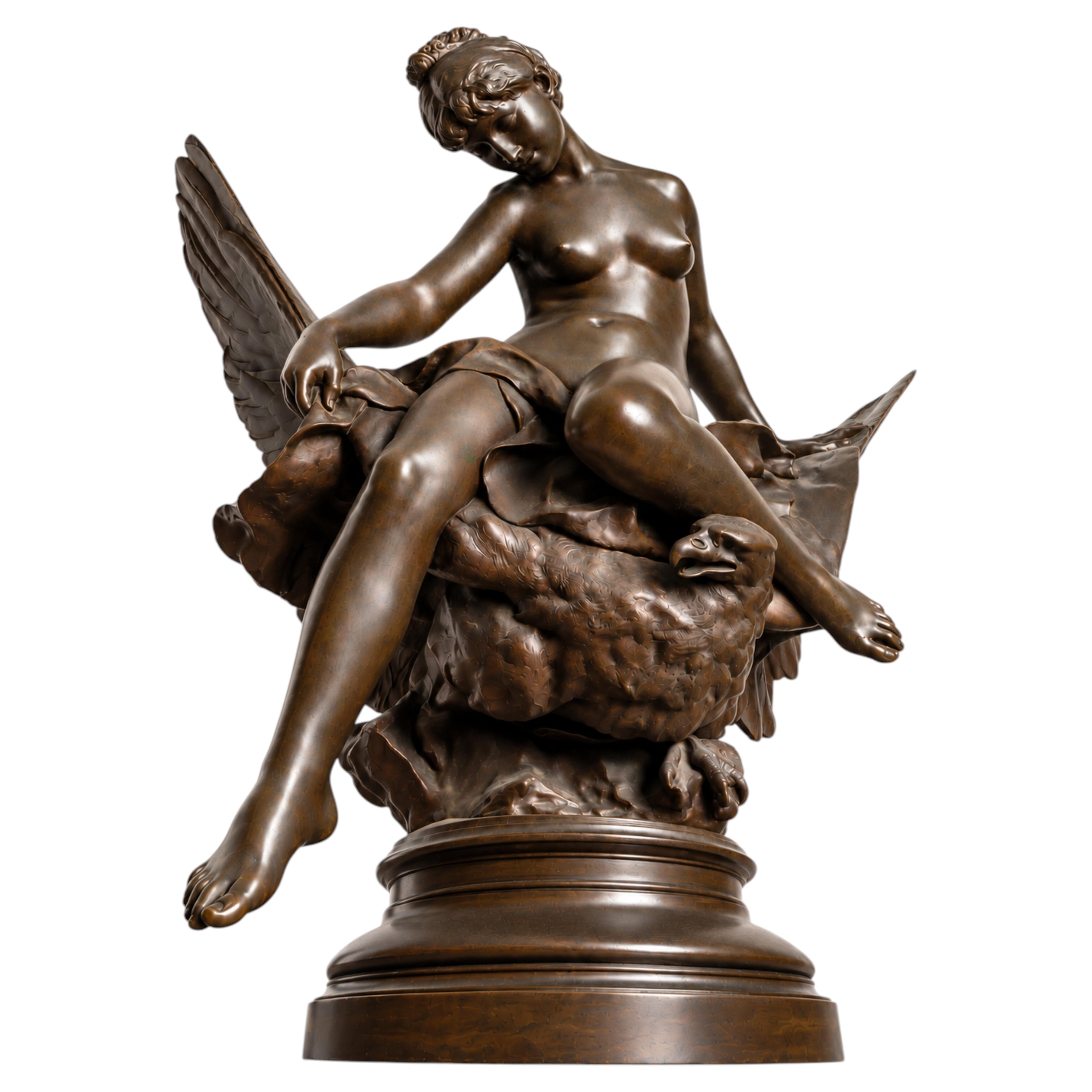 Hebe and The Eagle of Jupiter Bronze Statue by Roulleau, 1885 For Sale