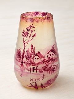 Rare French Art Nouveau Pink Glass Vase by Laignelet, circa 1909–1920