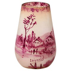 Rare French Art Nouveau Pink Glass Vase by Laignelet, circa 1909–1920