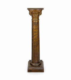 19th Century Napoleon III Pedestal Column with Fluted Shaft and Acanthus Capital