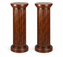 Pair of Fluted Wood Columns, Louis Philippe Style, 19th Century