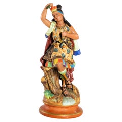 Statue Of Inca Warrior By Montereau Faïenceries, 19th Century