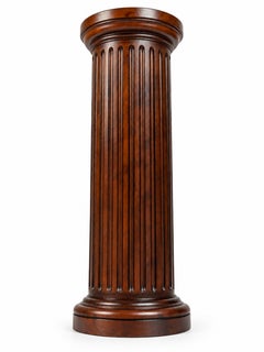 Fluted Chocolate Brown Wood Column, Louis Philippe Style, 19th Century