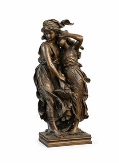 Spelter Sculpture 'Protection' by Hippolyte François Moreau, 19th Century