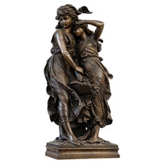 Spelter Sculpture 'Protection' by Hippolyte François Moreau, 19th Century