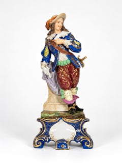 Baroque Style Polychrome Porcelain musketeer Figurine, Germany, 20th Century