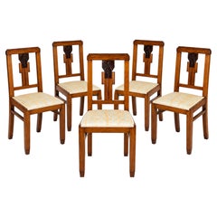 Juego de cinco sillas de comedor Art Déco, 1939-1949, portuguesas, siglo XX