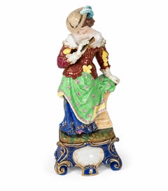 Pareja de porcelana barroca policromada, Alemania, Siglo XX