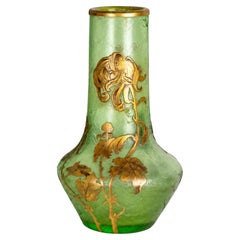 Jugendstil-Vase aus zartgrünem Glas, Mont Joye, Frankreich, 1880-1900