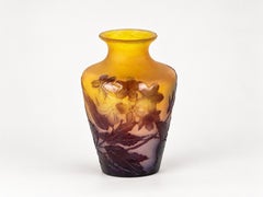 Émile Gallé Art Nouveau Small Vase, Cameo Glass with Flowers, 1900s