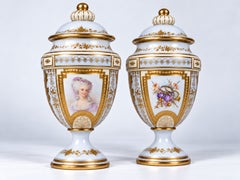 Pair Of French Blue Sèvres Amphore By Château des Tuileries, 19th Century