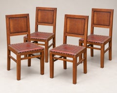 Set of Eight Art Deco Chocolate Brown Walnut Dining Chairs, 20th Century