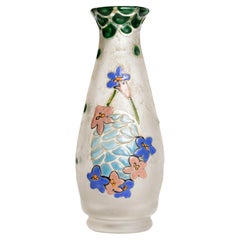 Vase en verre Art nouveau de François-Théodore Legras, gravure florale