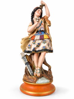 Statue Of Inca Woman by Montereau Faïenceries, 19th Century