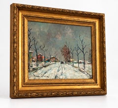 Post-Impressionism Winter Snow Path Landscape Painting, 1870-1937, Small Size