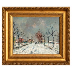 Post-Impressionism Winter Snow Path Landscape Painting, 1870-1937, Small Size