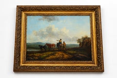 Shepherd Barbizon Oil Landscape Painting, After Charles Ceramano