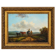 Shepherd Barbizon Oil Landscape Painting, After Charles Ceramano