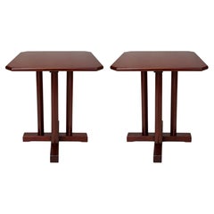 Pair of Art Deco Cherry Wood Bistro Coffee and Cocktail Tables, 20th Century
