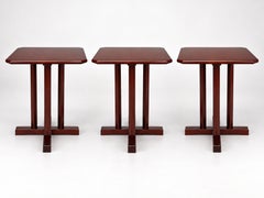 Set of 4 Art Deco Cherry Wood Bistro Coffee Cocktail Tables, 20th Century