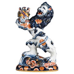 Portacandele in ceramica, “Leone” di Emile Gallé, XIX secolo