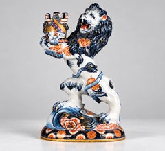 Portacandele in ceramica, “Leone” di Emile Gallé, XIX secolo