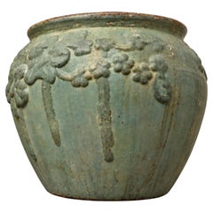 Early 20th Century French Art Nouveau Celadon Green Glazed Ceramic Jardiniere