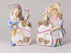 Paar Musikanten Porzellanfiguren Vasen von Gebrüder Heubach, frühes 20. Jahrhundert
