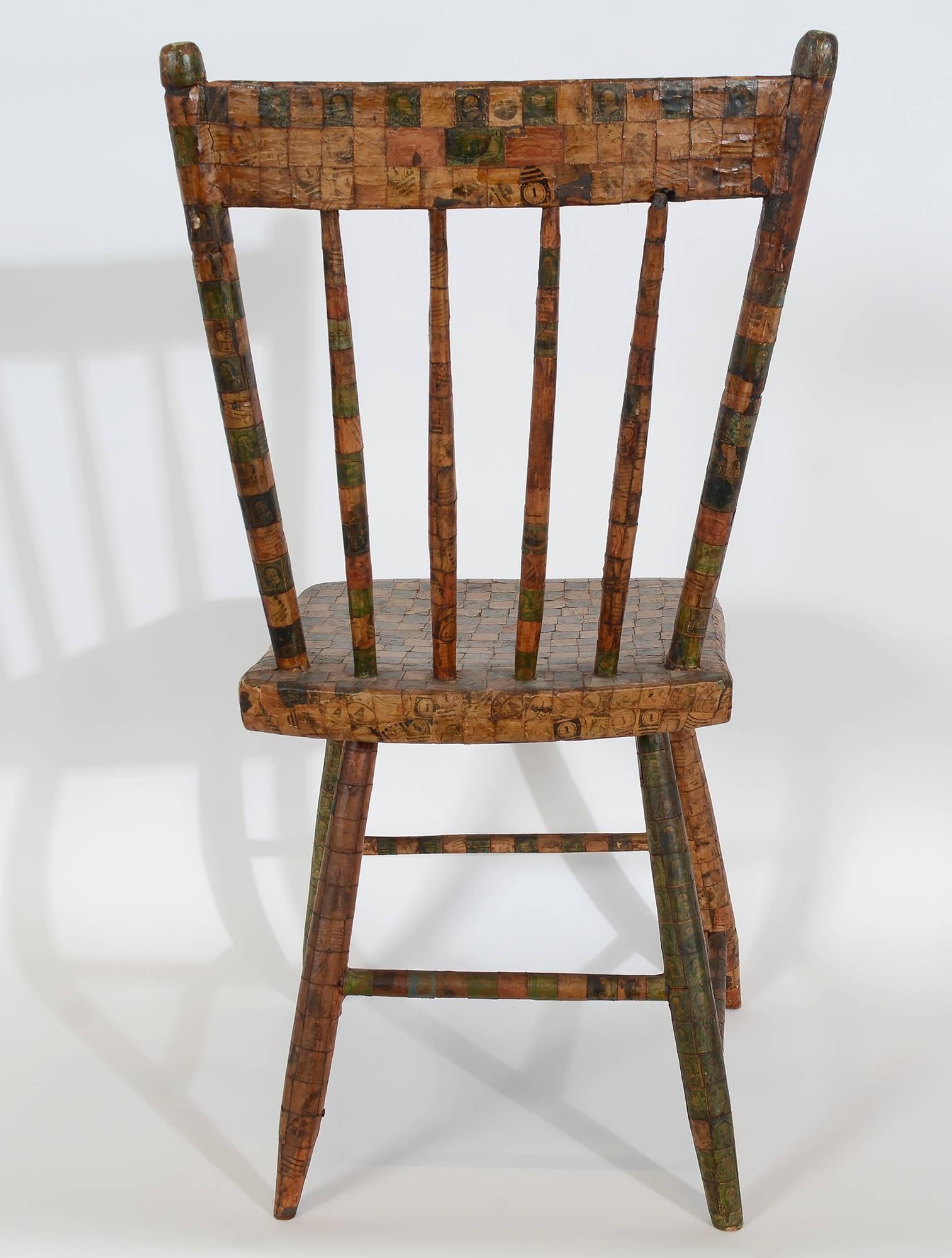 American Chair Covered in Postage Stamps
