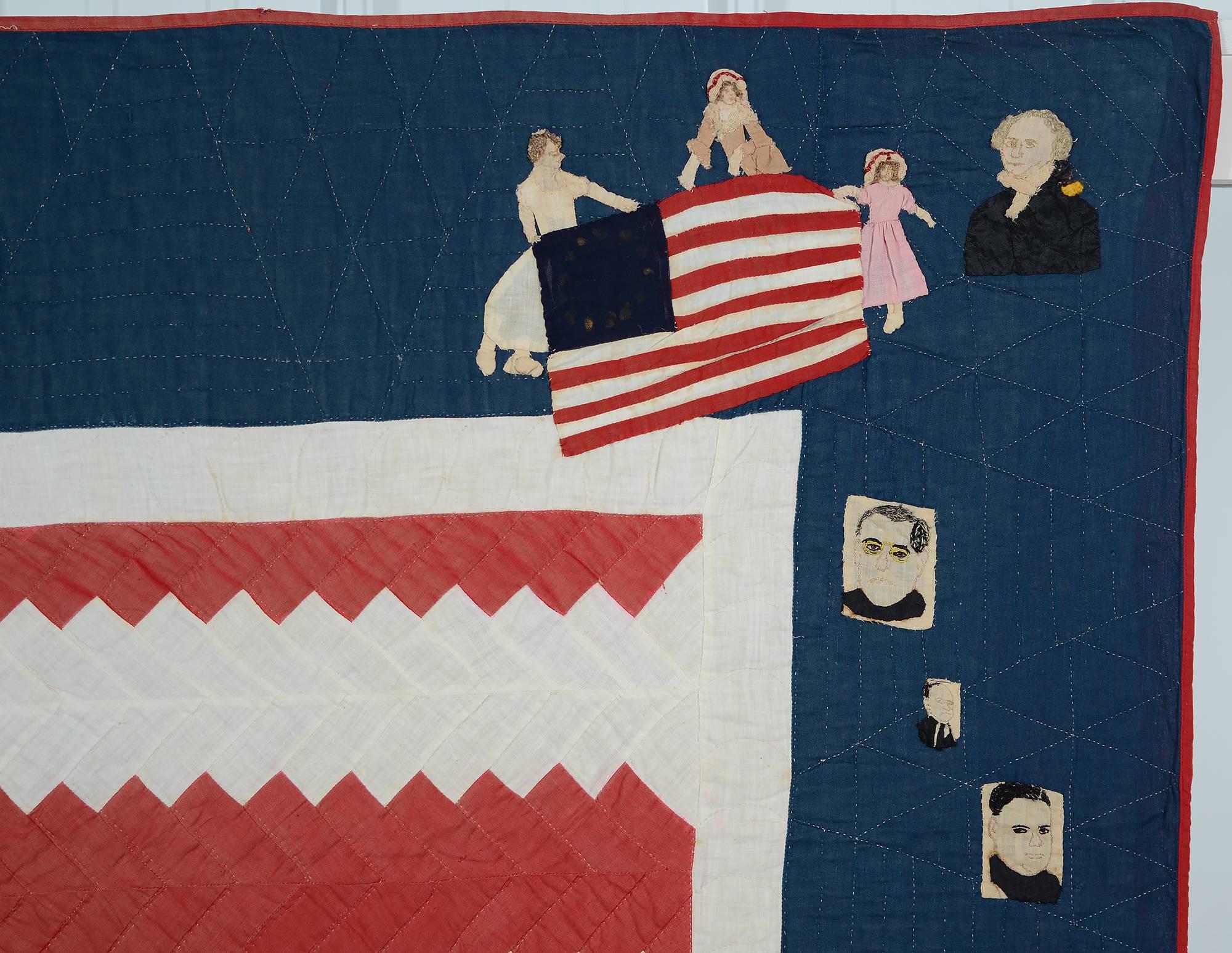 This fabulous 48 star Patriotic quilt has the embroidered title 