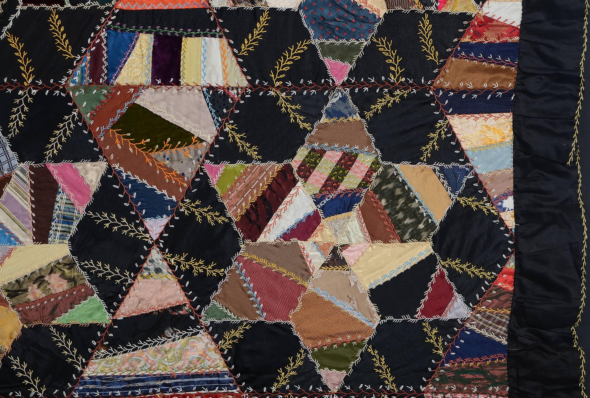 Tumbling Blocks/Diamonds Victorian Quilt In Excellent Condition In Darnestown, MD