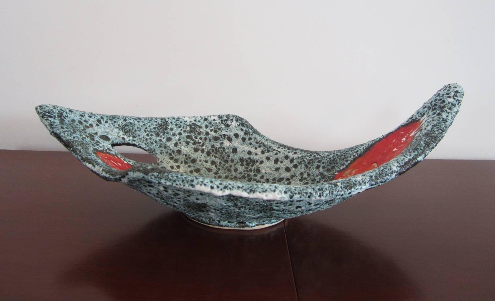 French Vallauris Textured Ceramic Bowl For Sale