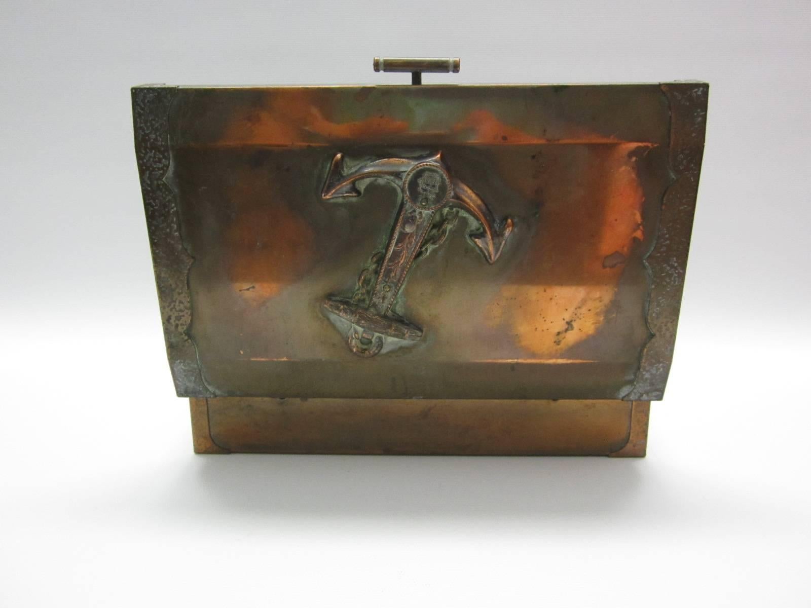 Handmade Copper Box with Anchor 3