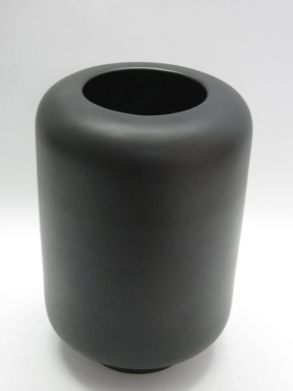 Italian Tom Ford for Gucci Matte Black Ceramic Vase, Signed