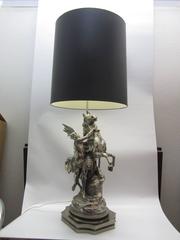 Pegasus with Bellerophon Lamp in Nickeled Metal