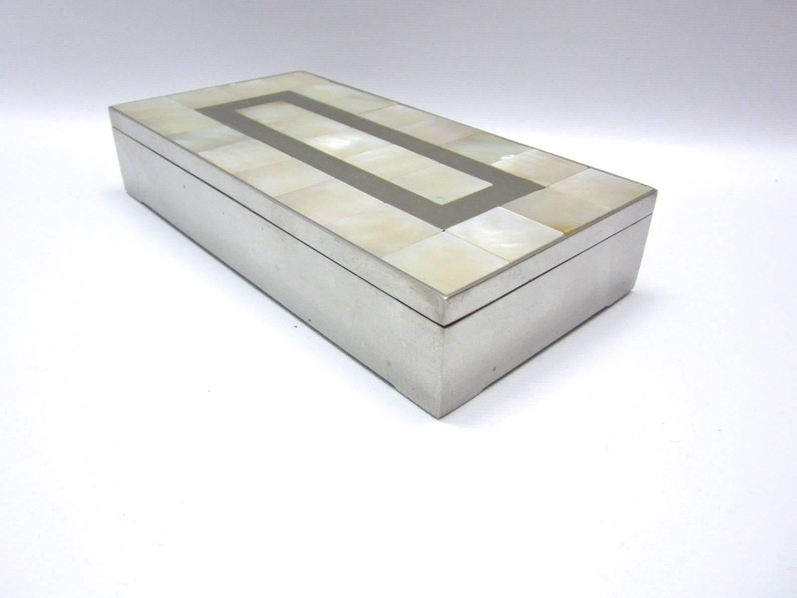 20th Century Mother-of-Pearl and Steel Lidded Box For Sale
