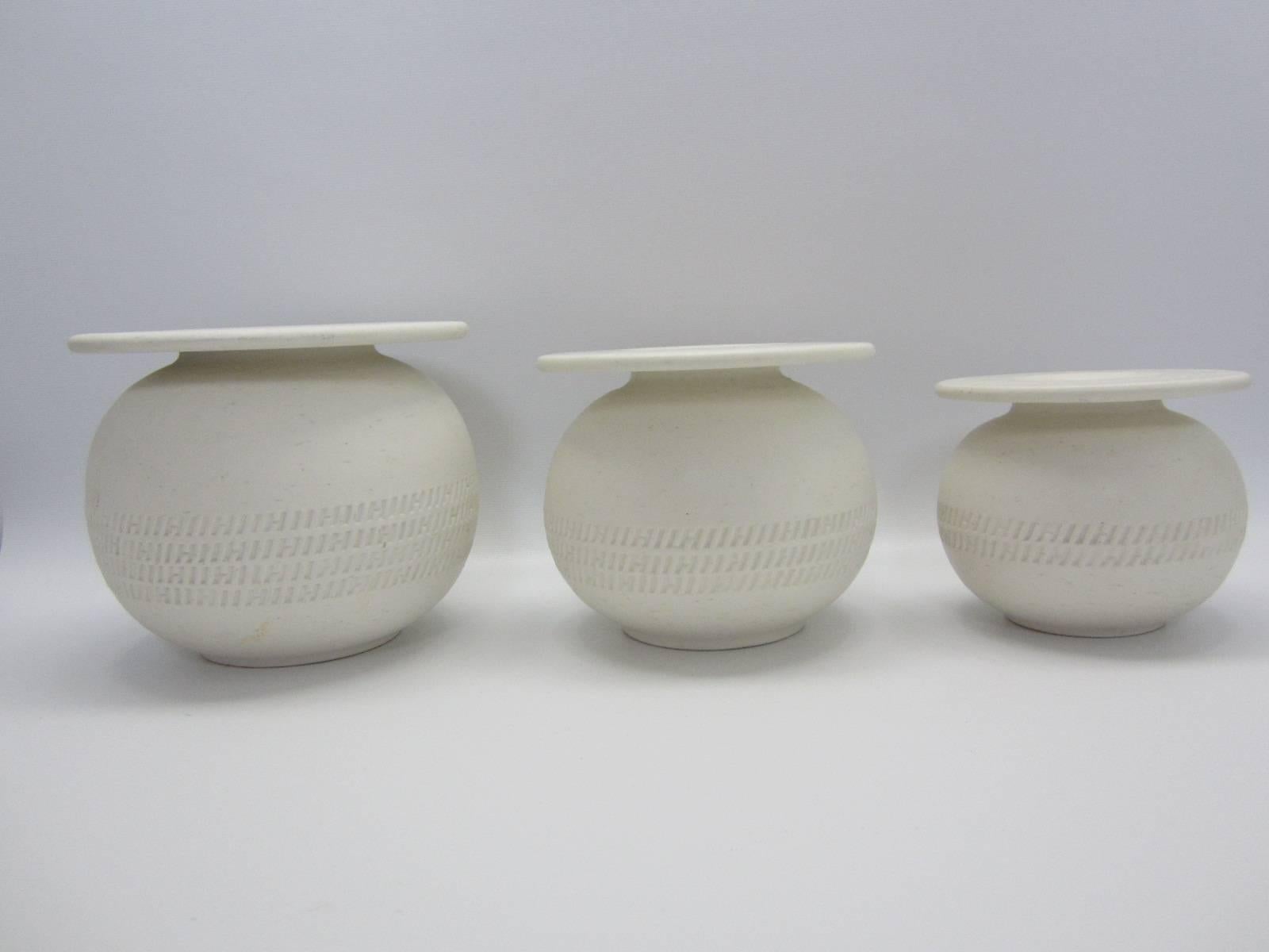 Hermes Textured Ceramic Pots, Set of Three 2