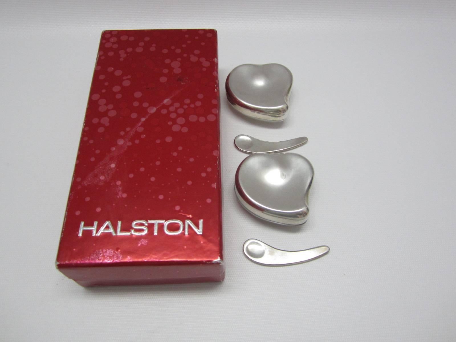 Elsa Peretti for Halston Glass and Steel Caviar Dishes with Spoons In Good Condition In Miami, FL
